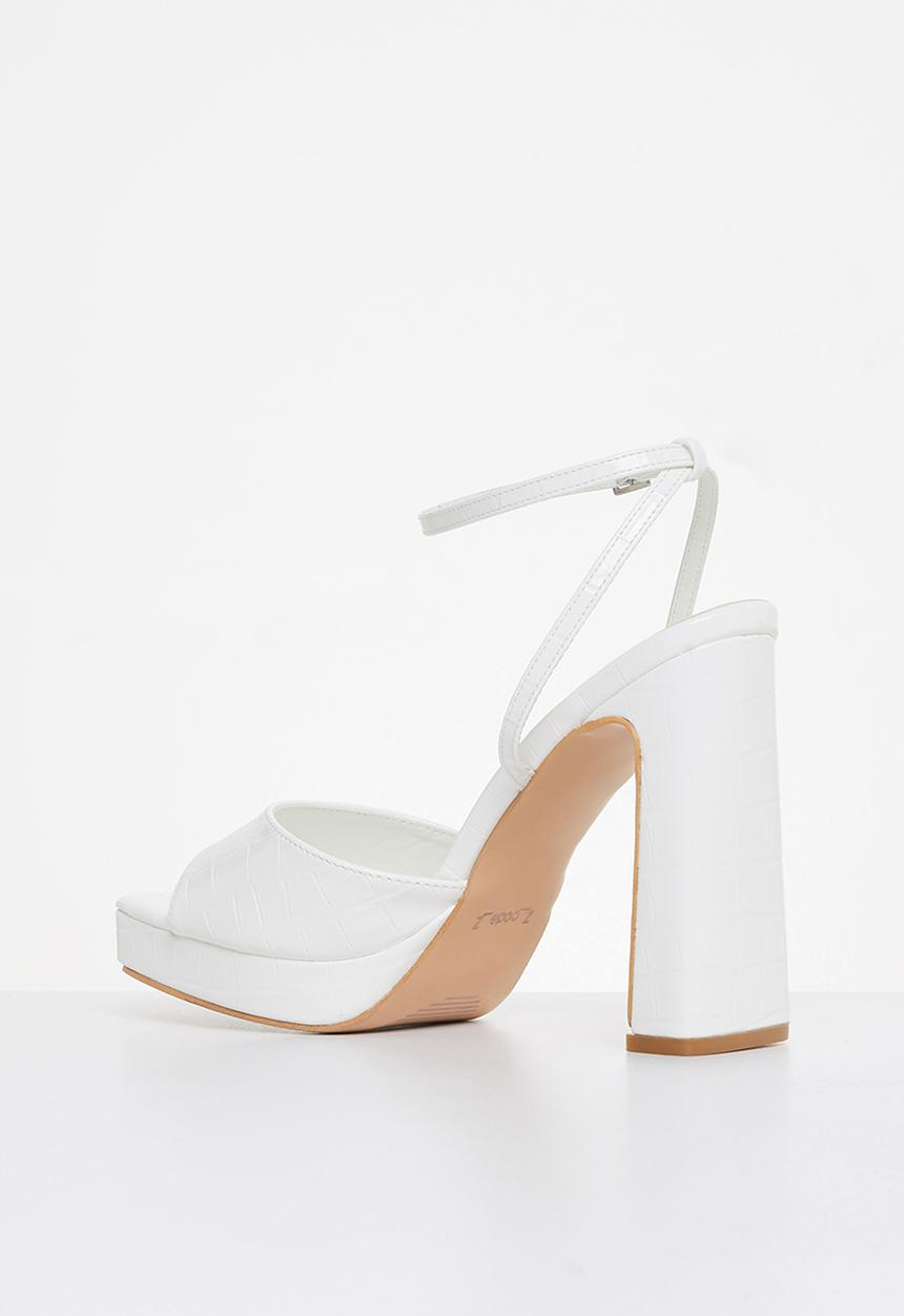 Z_Code_Z - Paola ankle tie square toe heel - white