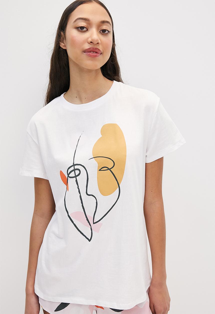 Superbalist - Shorts & tee set - white & pink abstract art