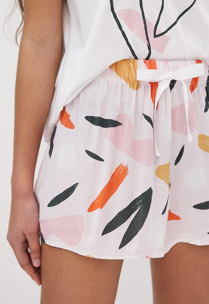 Superbalist - Shorts & tee set - white & pink abstract art