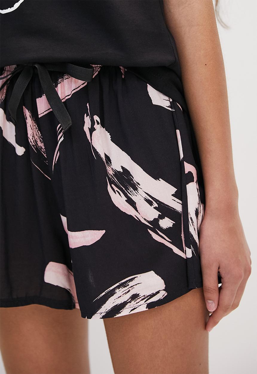 Superbalist - Shorts & tee set - black & pink brushstroke