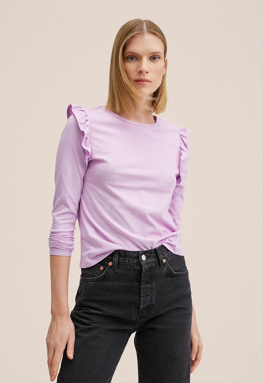 MANGO - T-shirt vini - light pastel purple