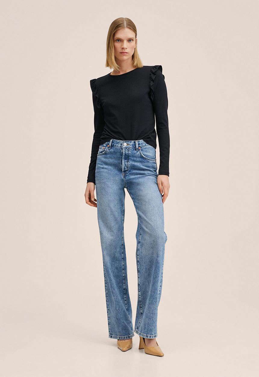 MANGO - T-shirt vini - black