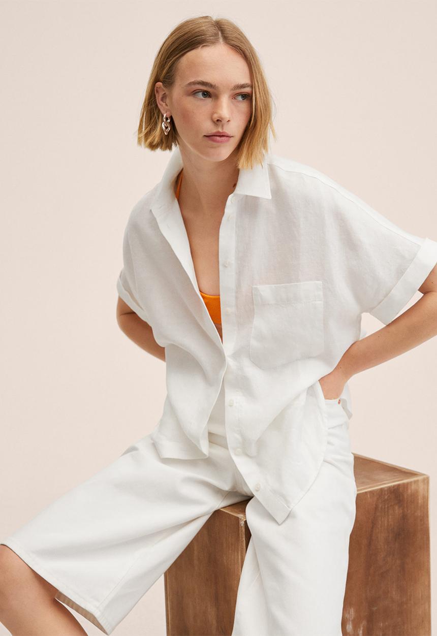 MANGO - Shirt pai - off white