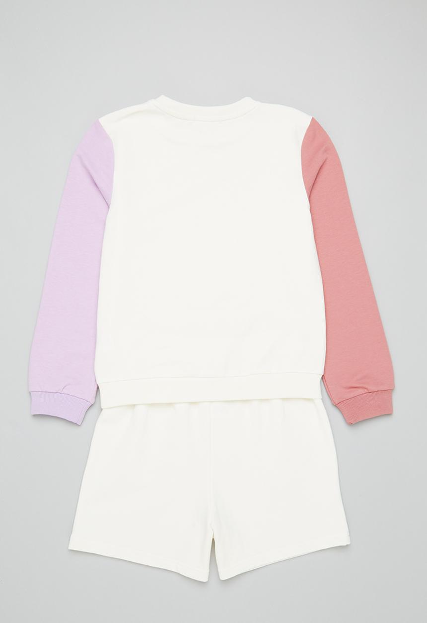 Superbalist - Colour block sweat top & short set - milk