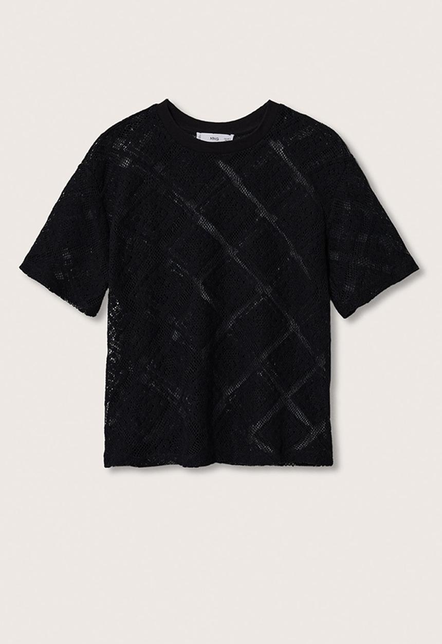 MANGO - T-shirt ganchi - black