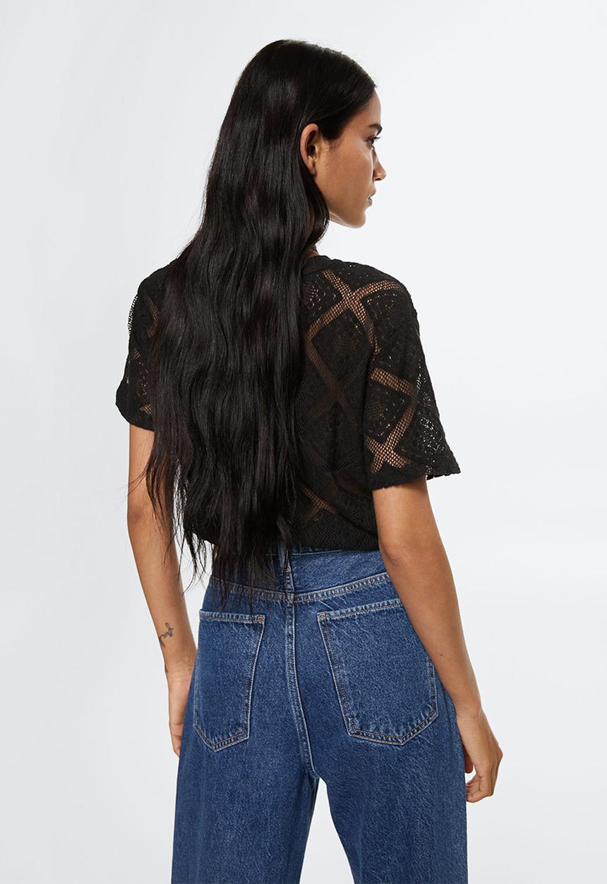 MANGO - T-shirt ganchi - black