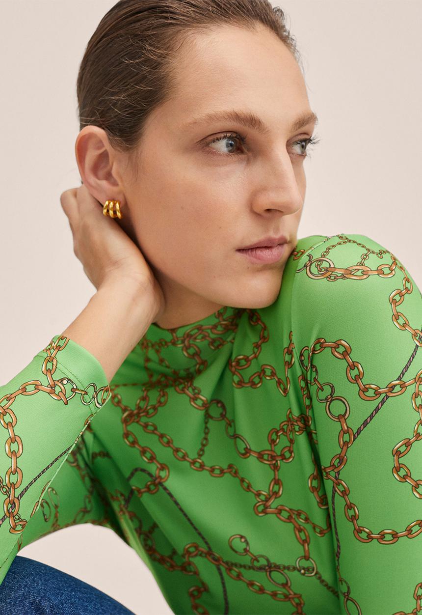MANGO - T-shirt diro - green