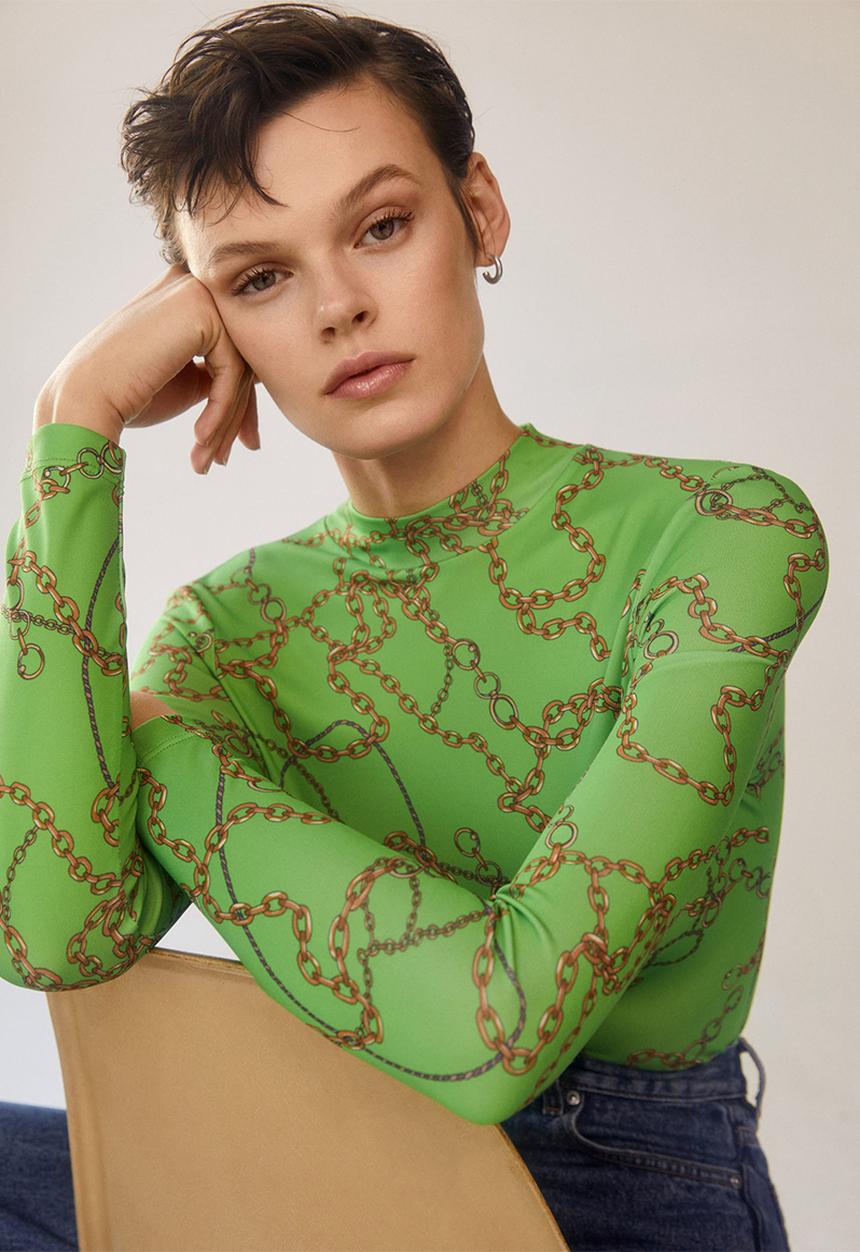 MANGO - T-shirt diro - green