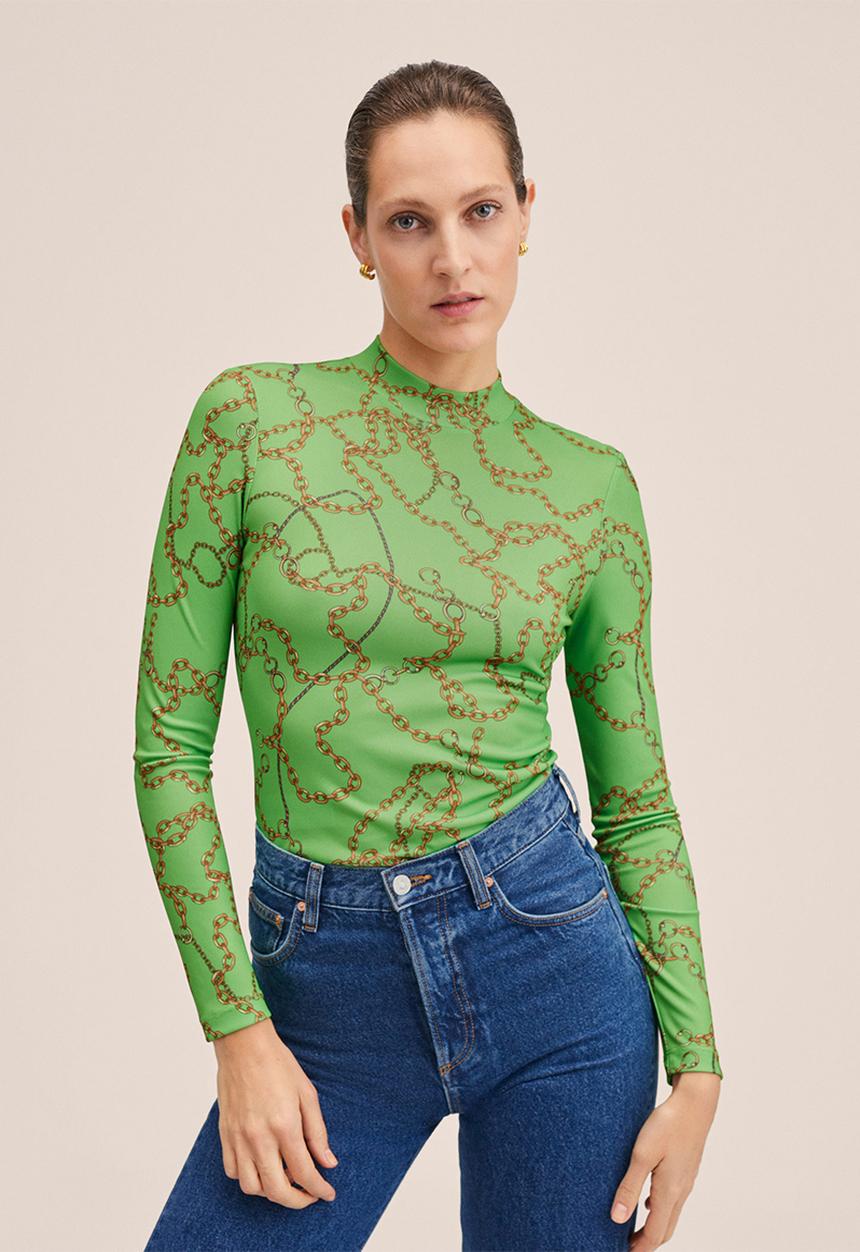 MANGO - T-shirt diro - green