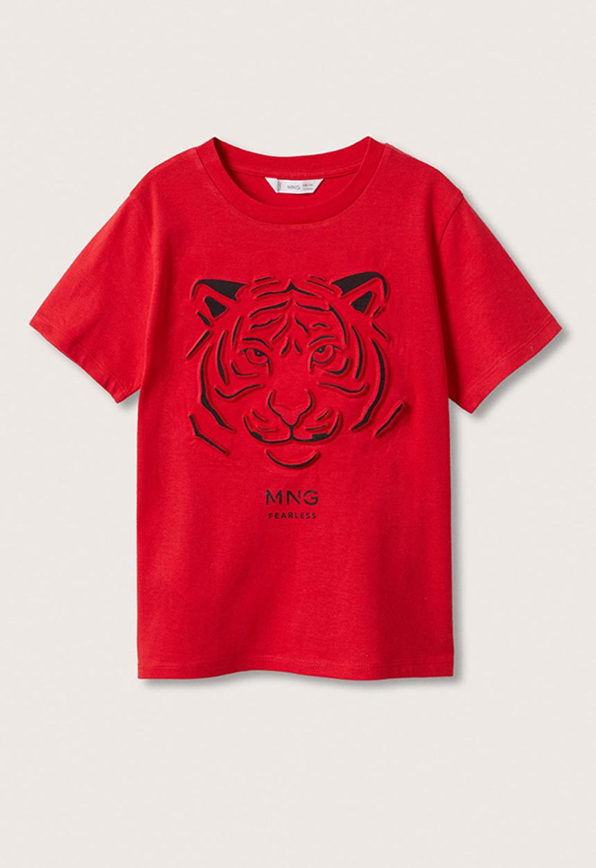 MANGO - T-shirt fearless - red 