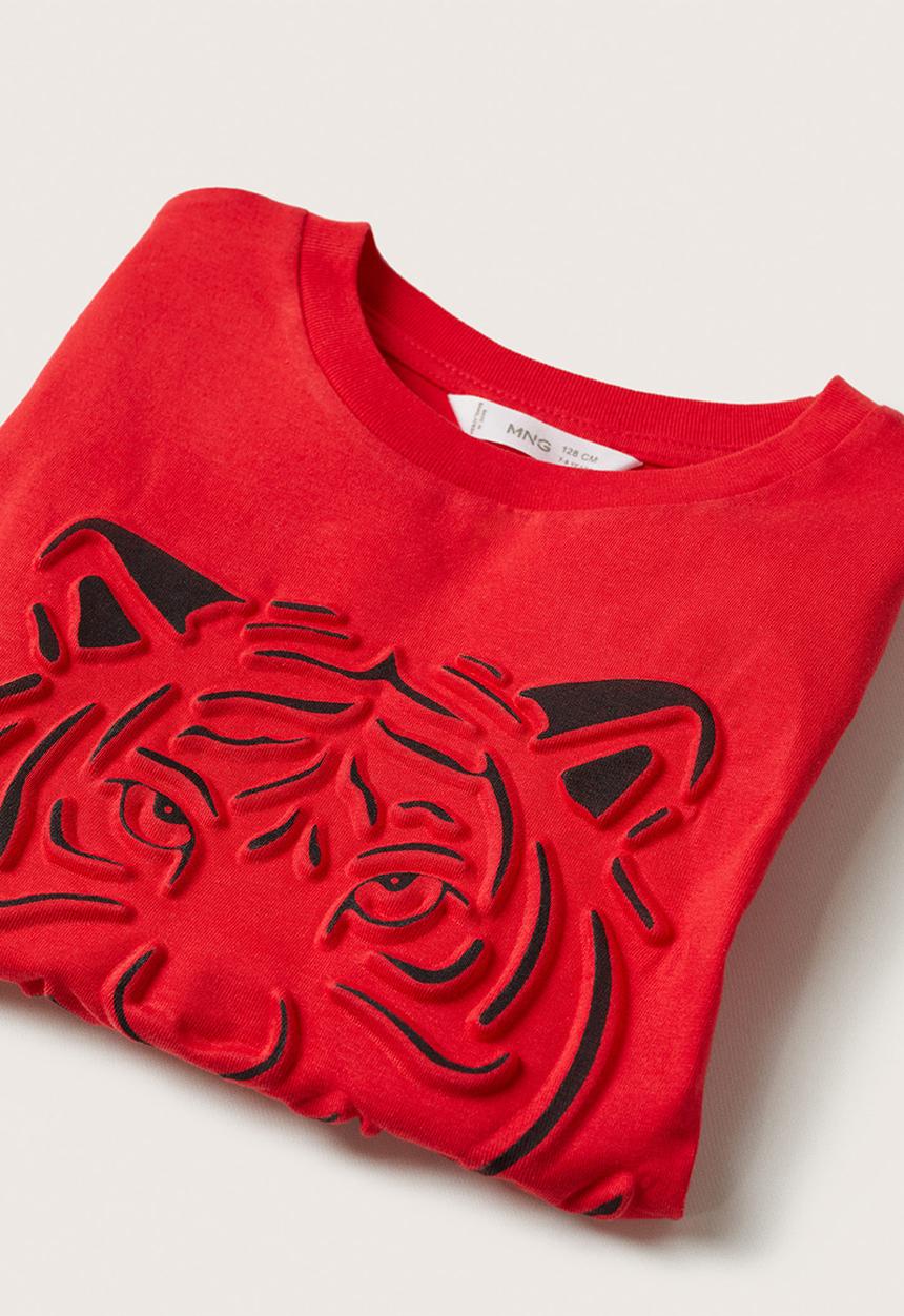 MANGO - T-shirt fearless - red 