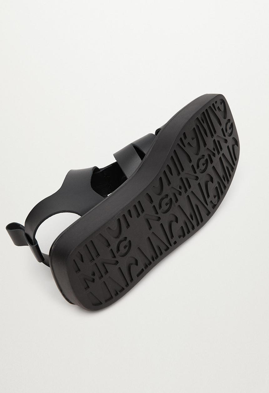 MANGO - Mar fisherman leather sandal - black