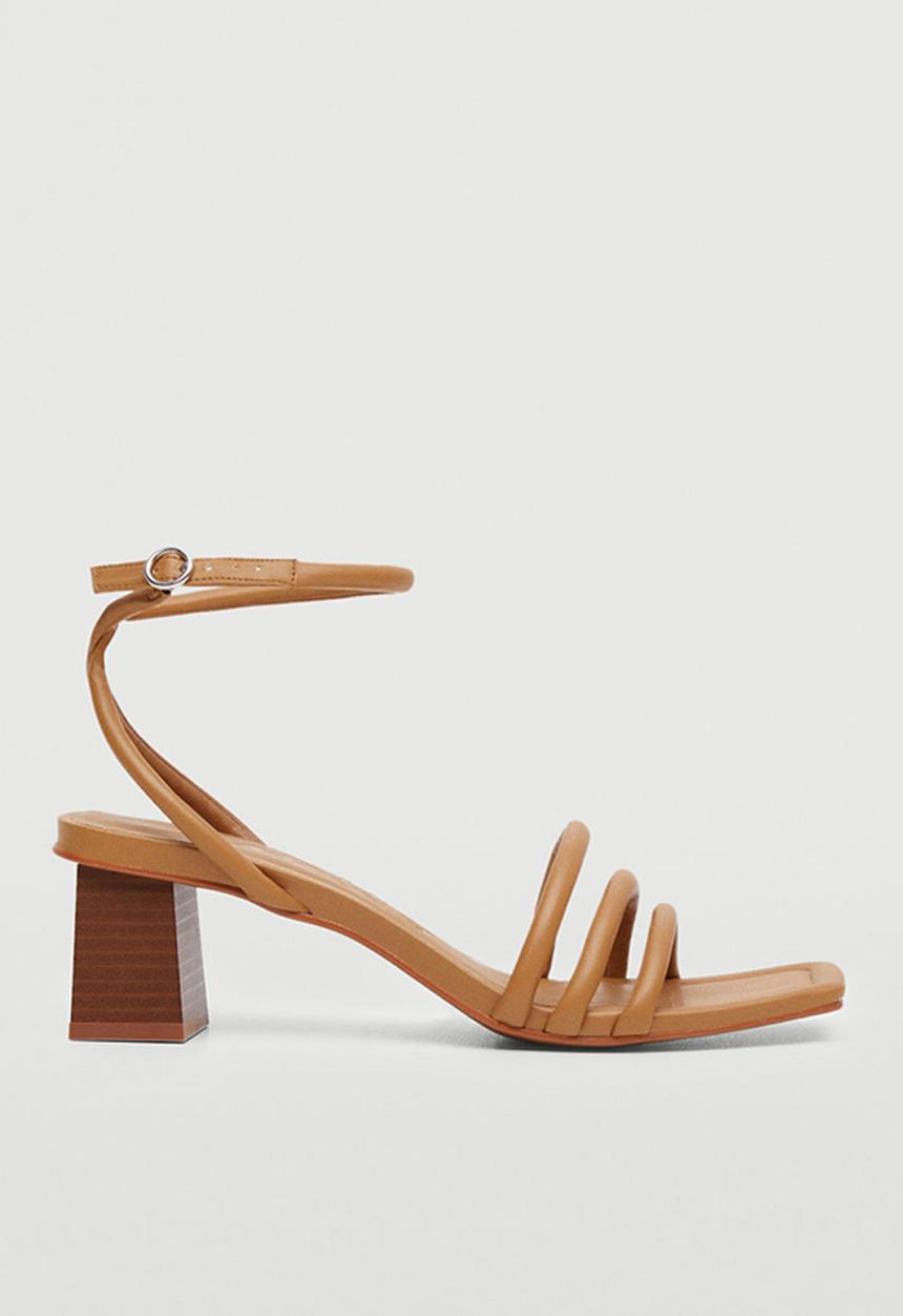 MANGO - Estrella ankle-cuff heel sandal - medium brown