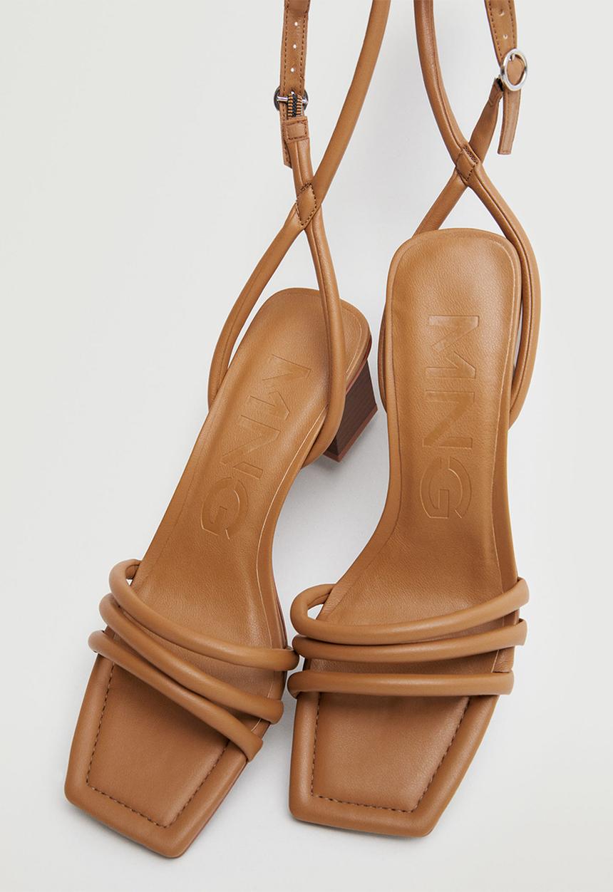 MANGO - Estrella ankle-cuff heel sandal - medium brown