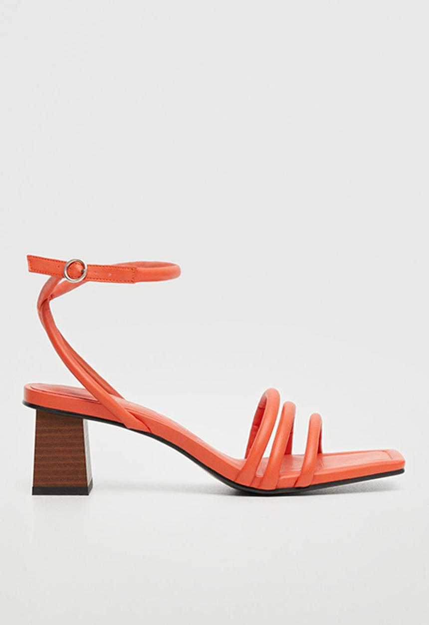 MANGO - Estrella ankle-cuff heel sandal - orange
