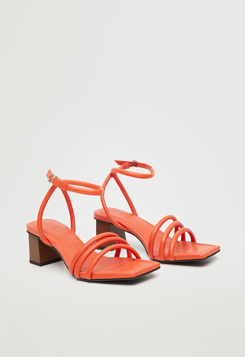 MANGO - Estrella ankle-cuff heel sandal - orange