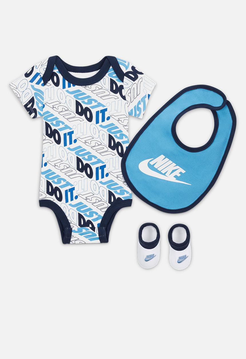 Nike - Nhb bodysuit bib booties 3 pc - white & blue