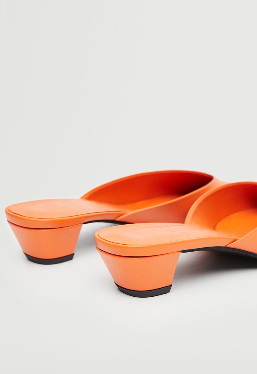 MANGO - Luz leather heel mule - orange