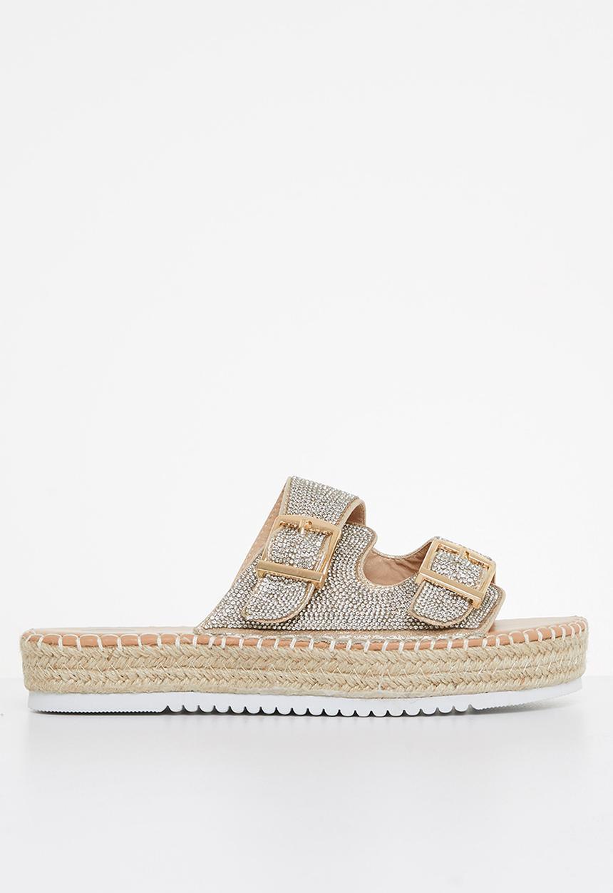 Footwork - Rigel flatform espadrille slide - silver