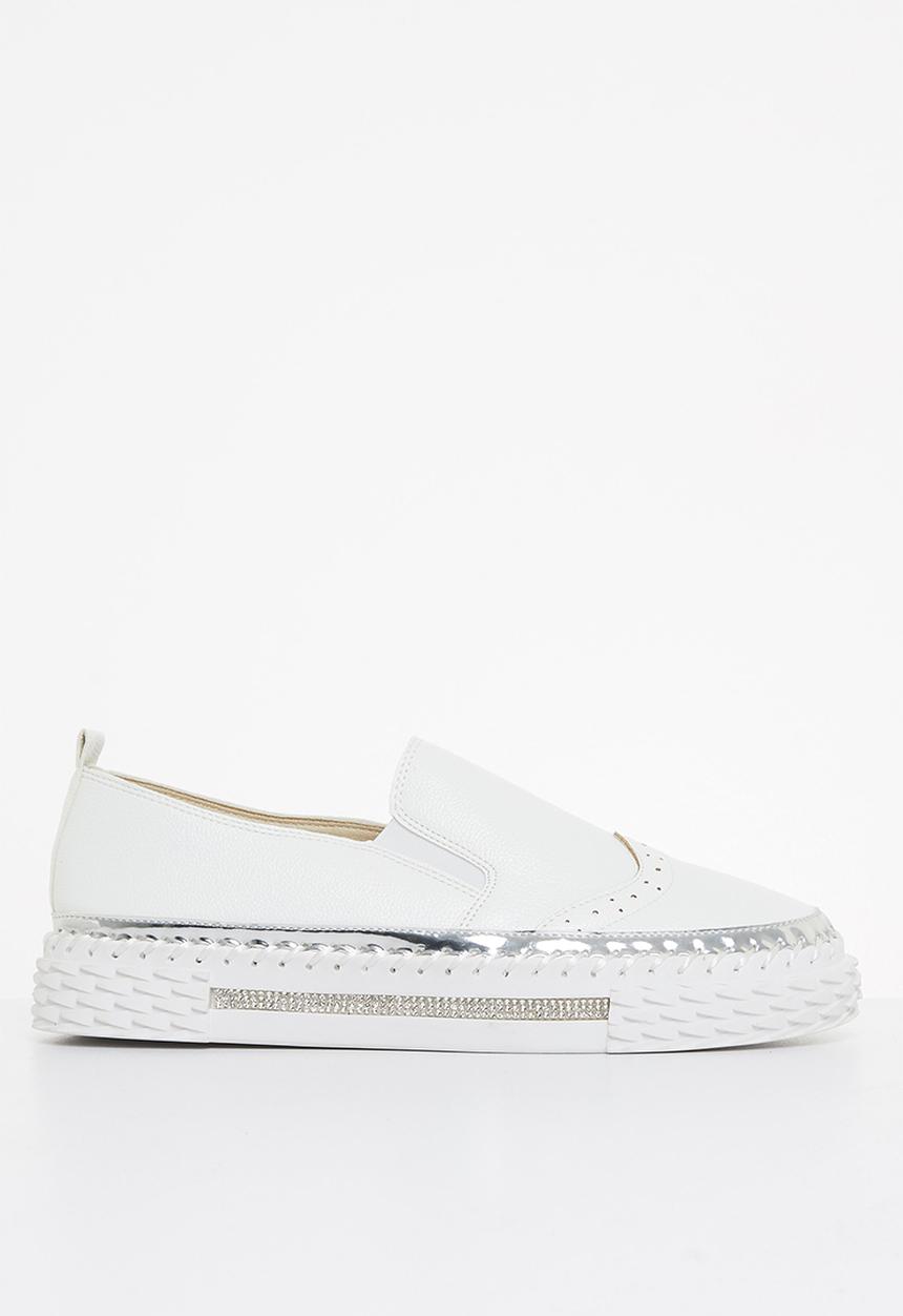 Footwork - Lally diamante slip-on - white