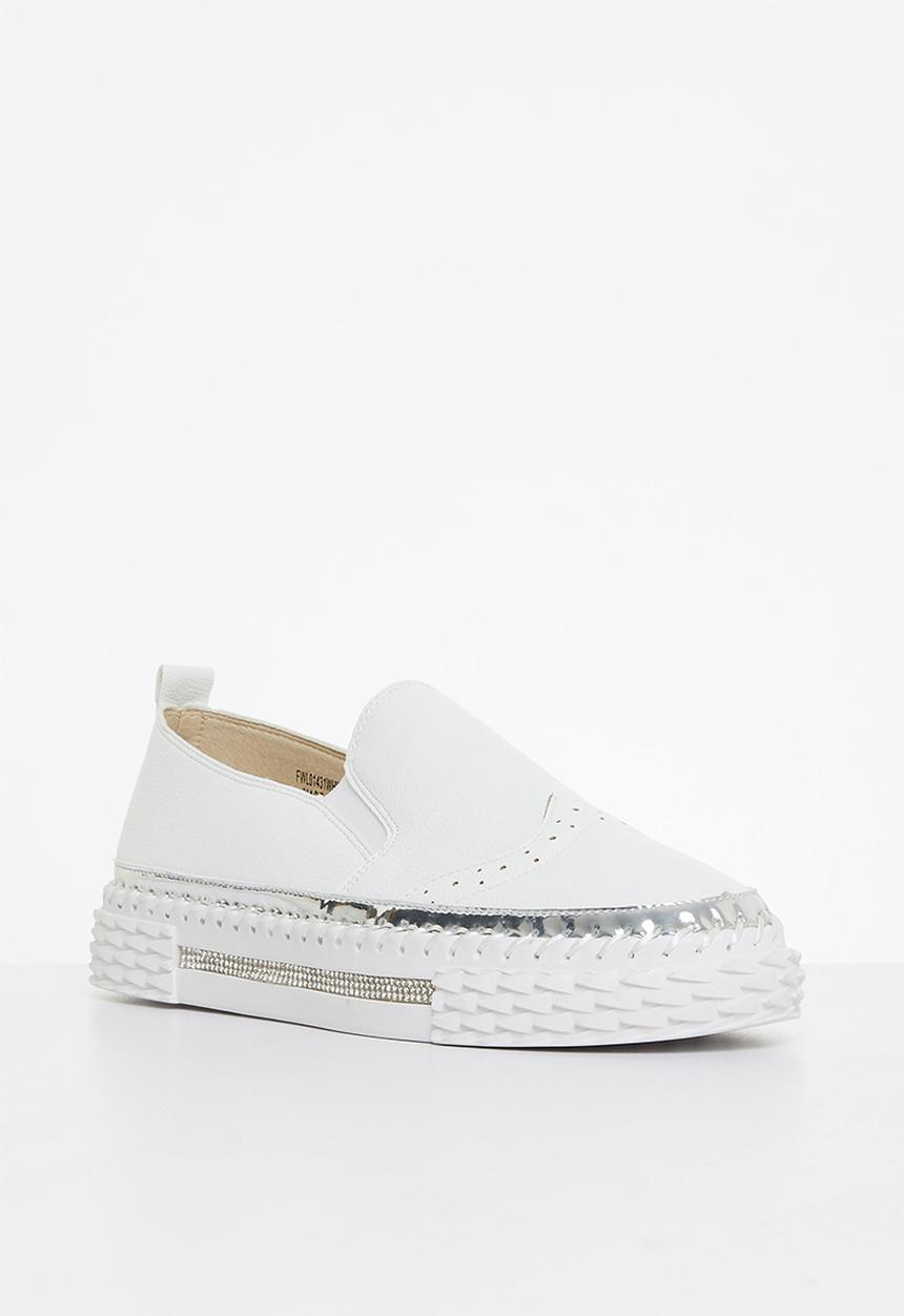 Footwork - Lally diamante slip-on - white