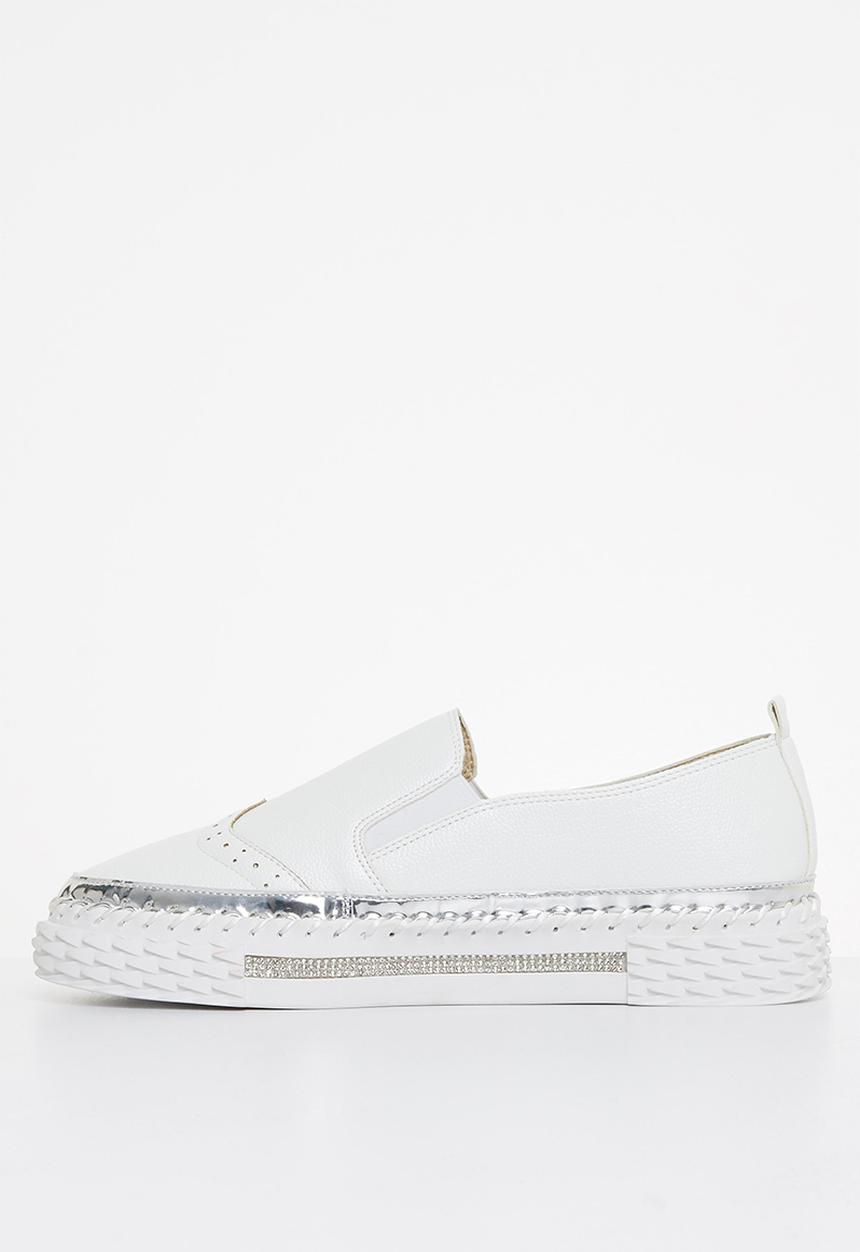 Footwork - Lally diamante slip-on - white