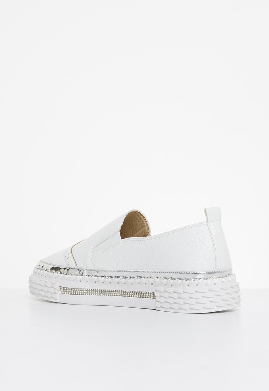 Footwork - Lally diamante slip-on - white