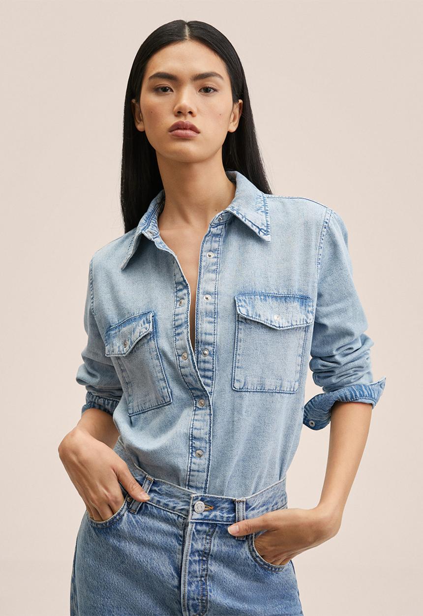 MANGO - Shirt julie - open blue