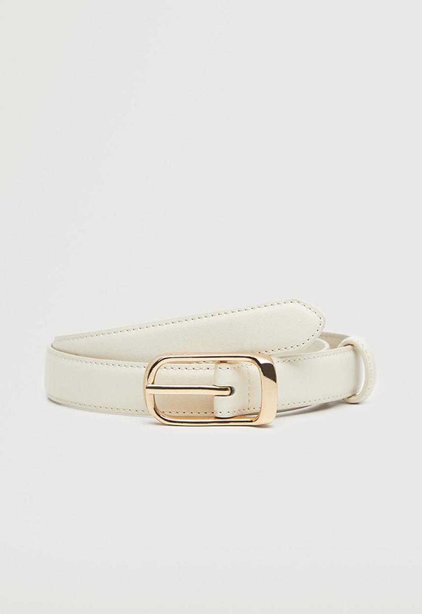 MANGO - Metal buckle belt - ecru