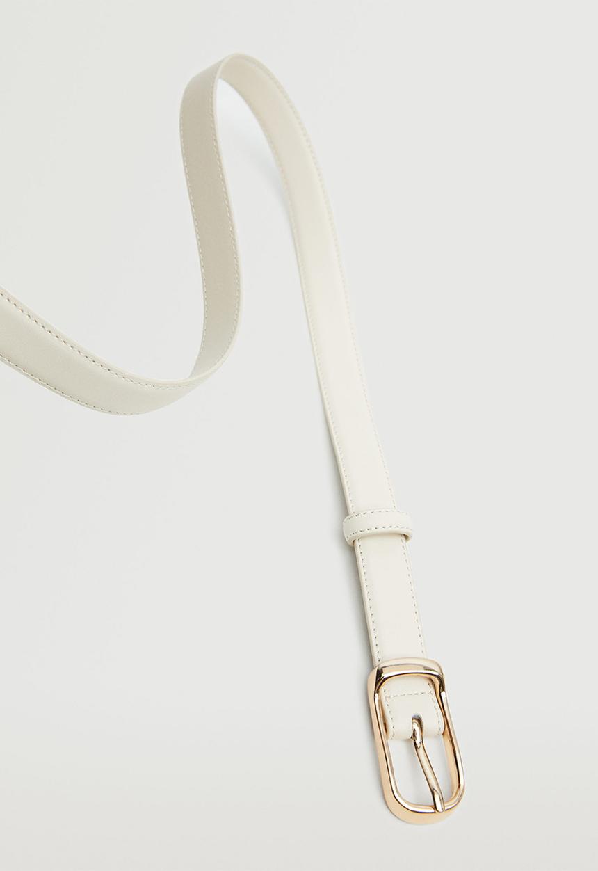 MANGO - Metal buckle belt - ecru