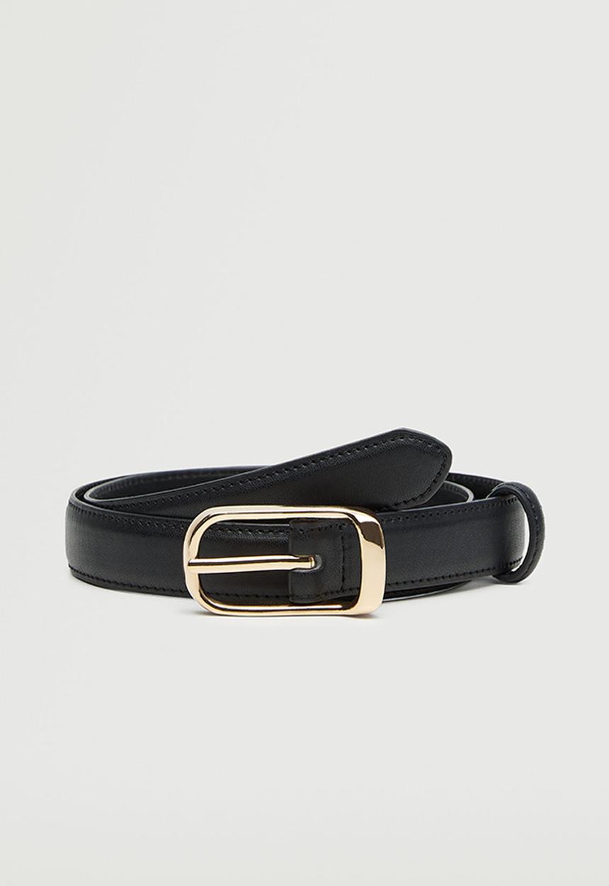 MANGO - Metal buckle belt - black