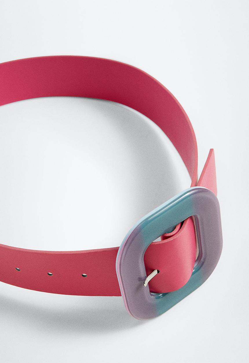 MANGO - Square buckle belt - pink