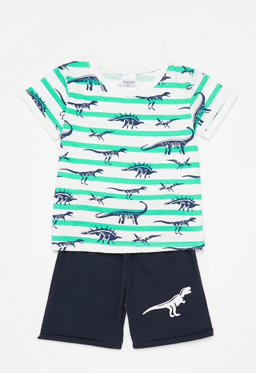 Pop Candy - Boys dino tee & shorts pj set - multi 