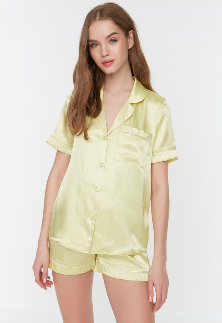 Trendyol - Satin pajamas set - yellow