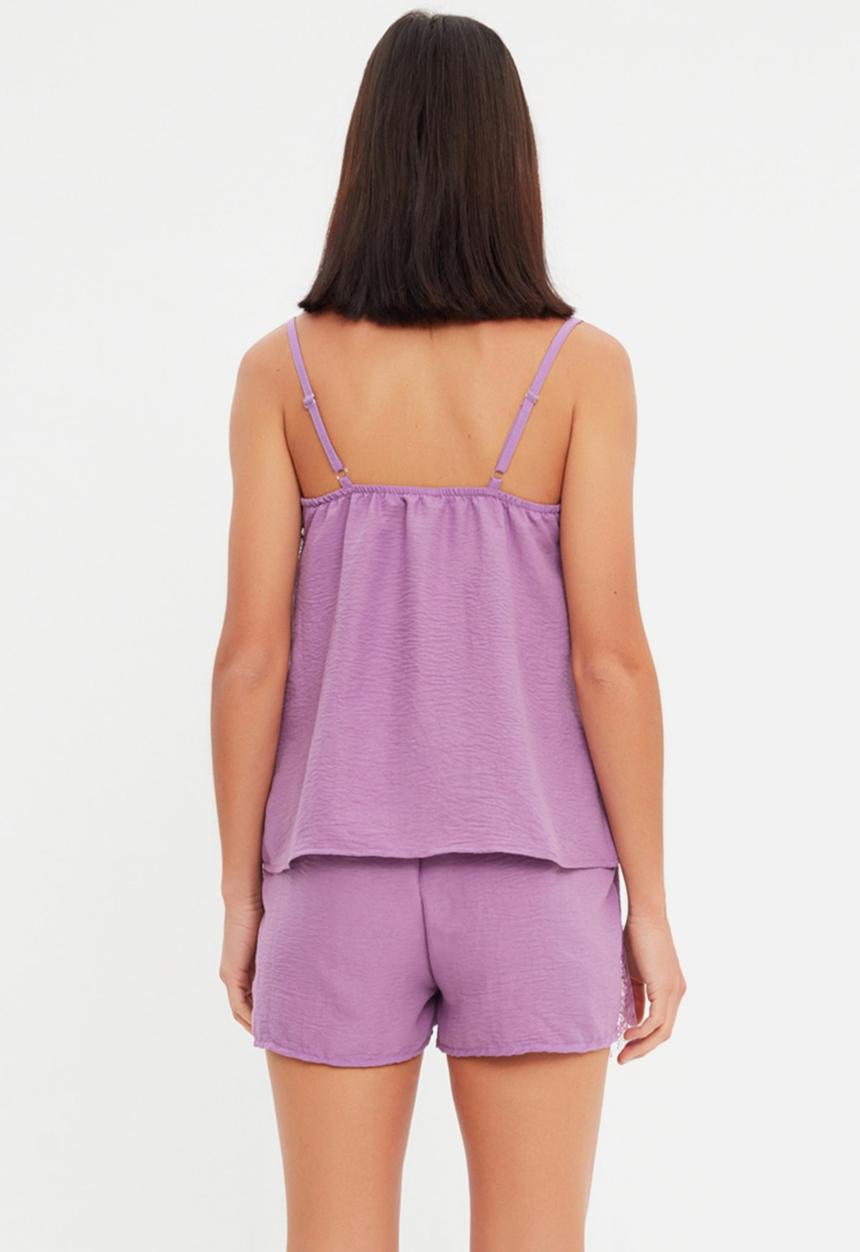 Trendyol - Lace woven pajamas set - lilac