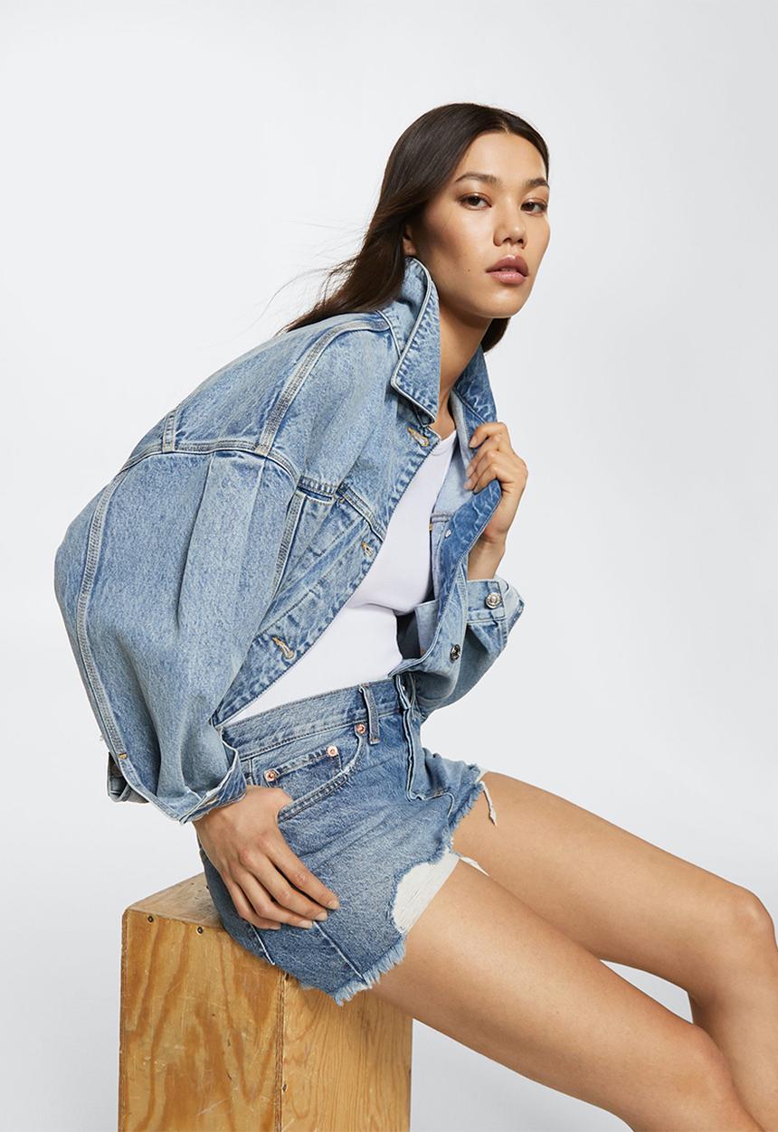 MANGO - Shorts hailey - open blue