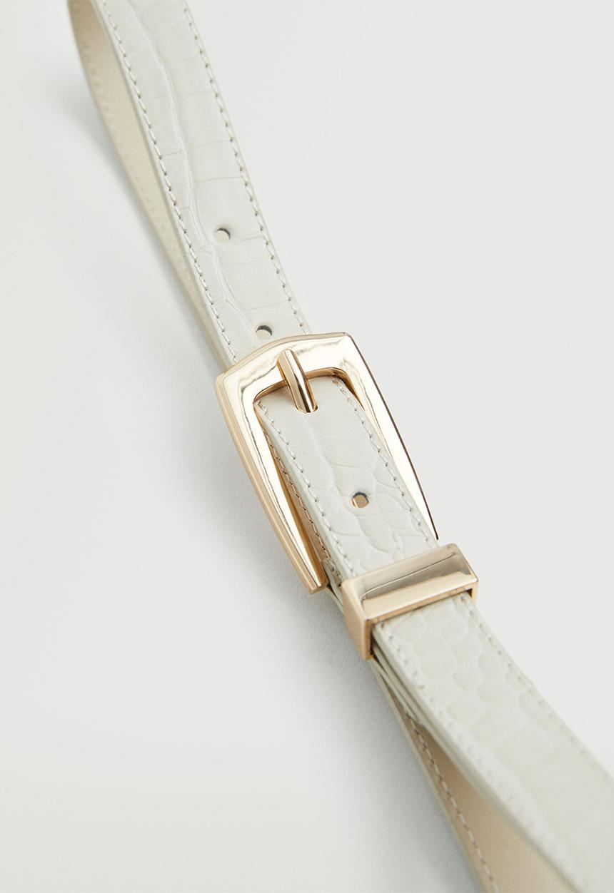 MANGO - Metal buckle belt - ecru