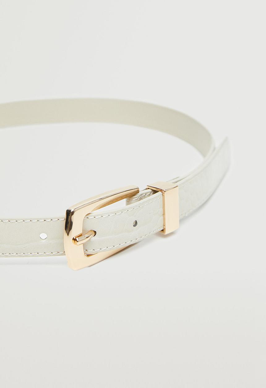 MANGO - Metal buckle belt - ecru