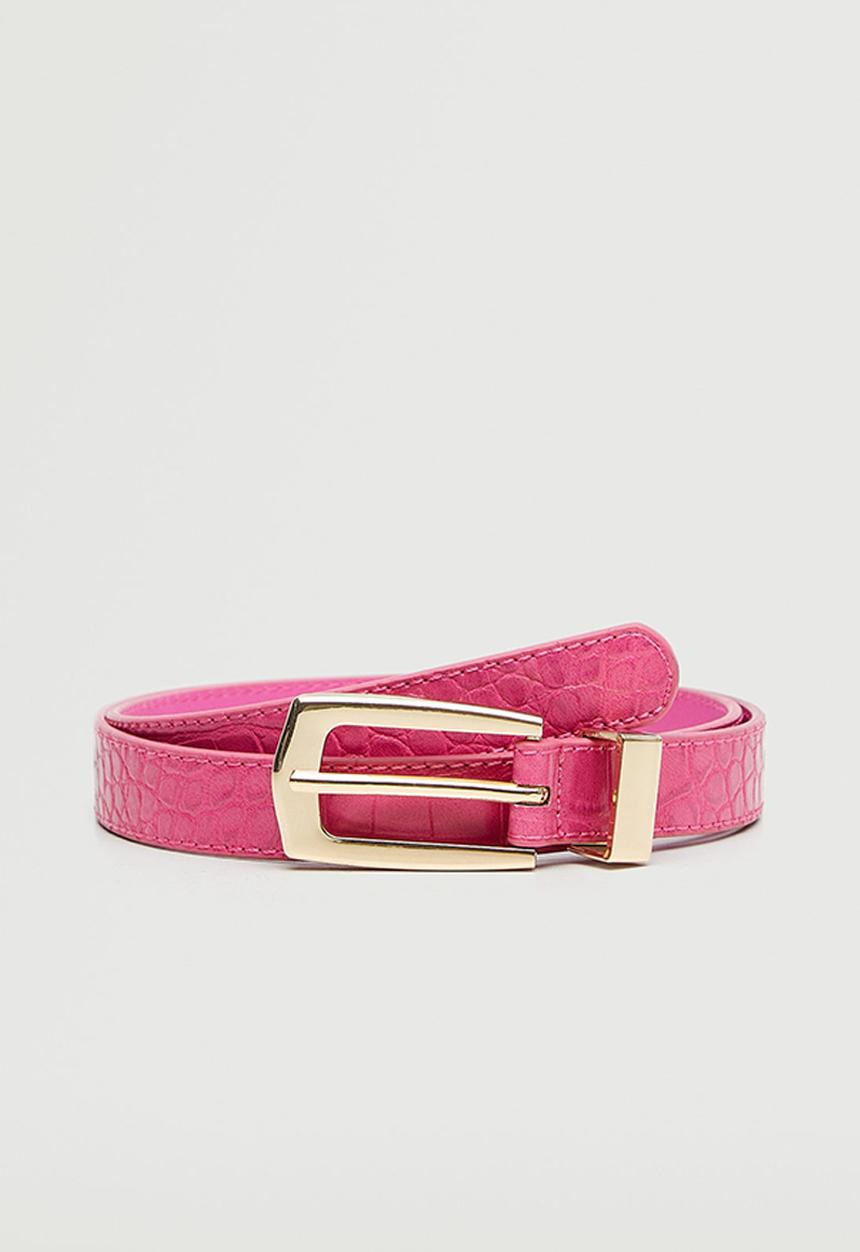 MANGO - Metal buckle belt - fuschia