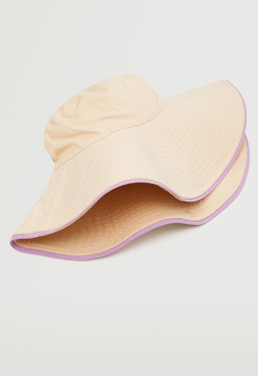 MANGO - Cotton bucket hat - ecru