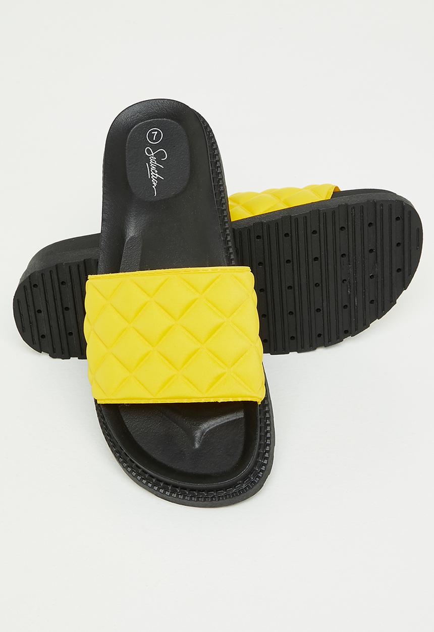 Seduction - Quilted flatform slide - mustard