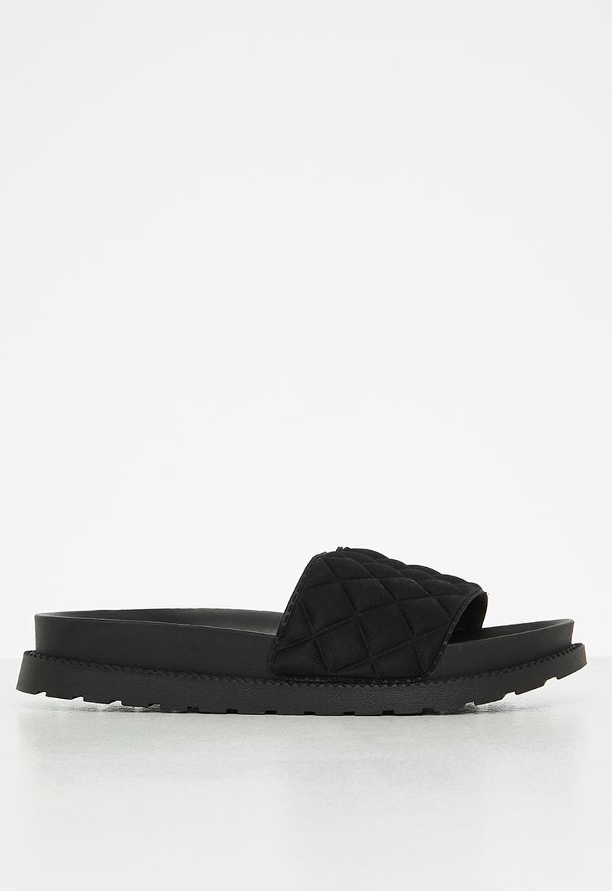 Seduction - Quilted flatform slide - black