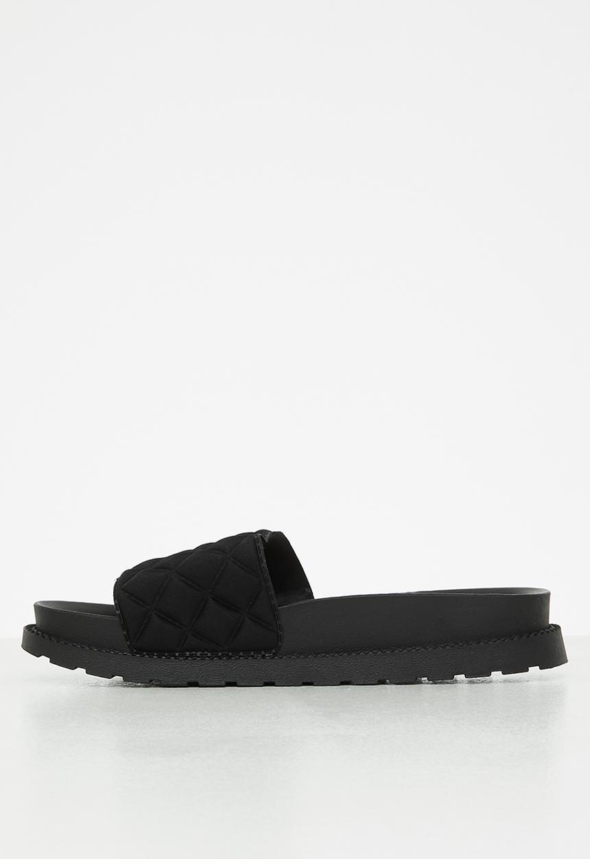 Seduction - Quilted flatform slide - black