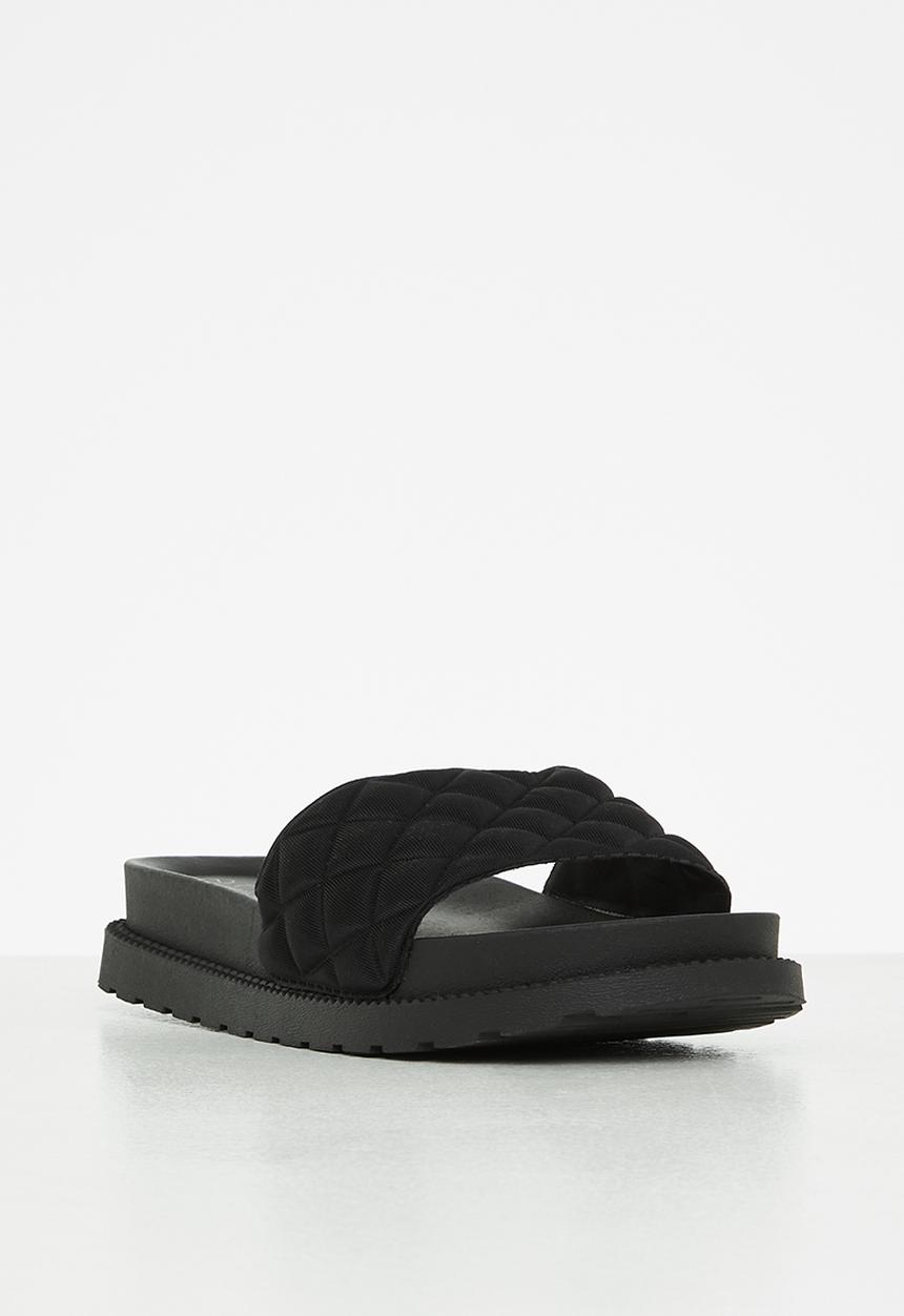 Seduction - Quilted flatform slide - black