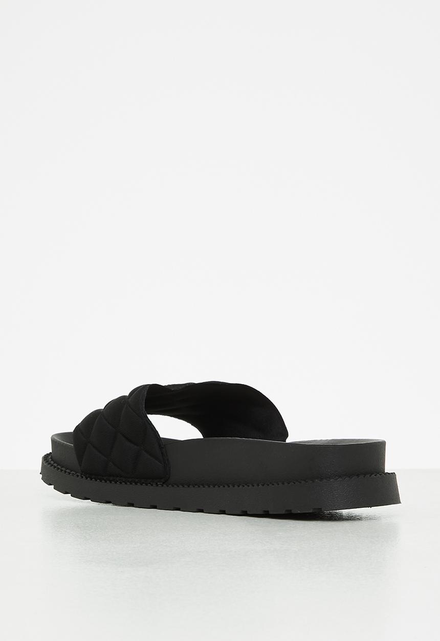 Seduction - Quilted flatform slide - black