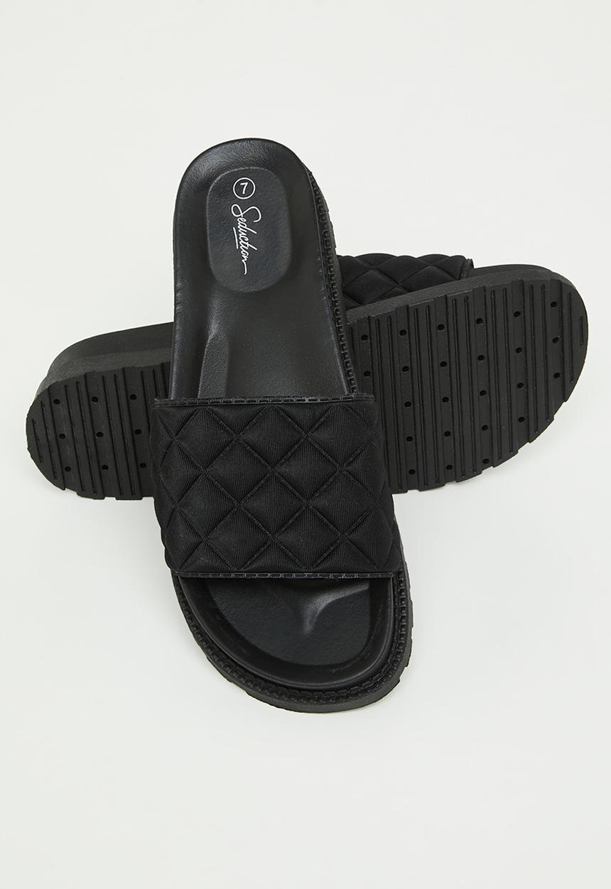 Seduction - Quilted flatform slide - black