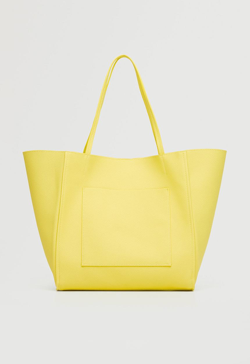 MANGO - Pocket shopper bag - yellow