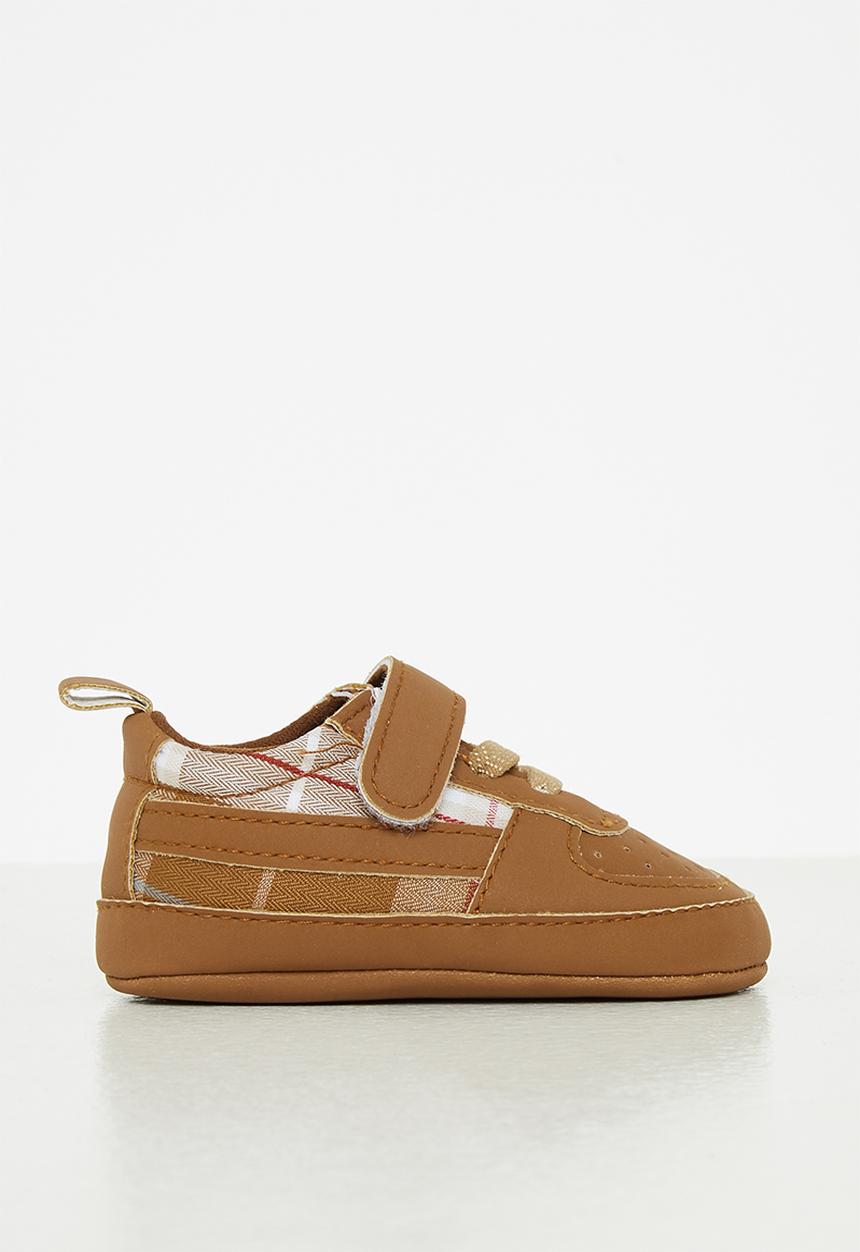 Pop Candy - Boys check sneaker - brown