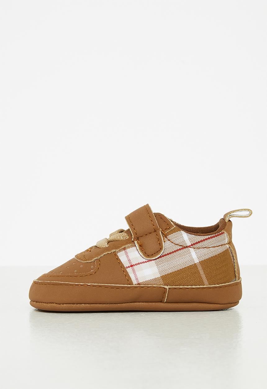 Pop Candy - Boys check sneaker - brown