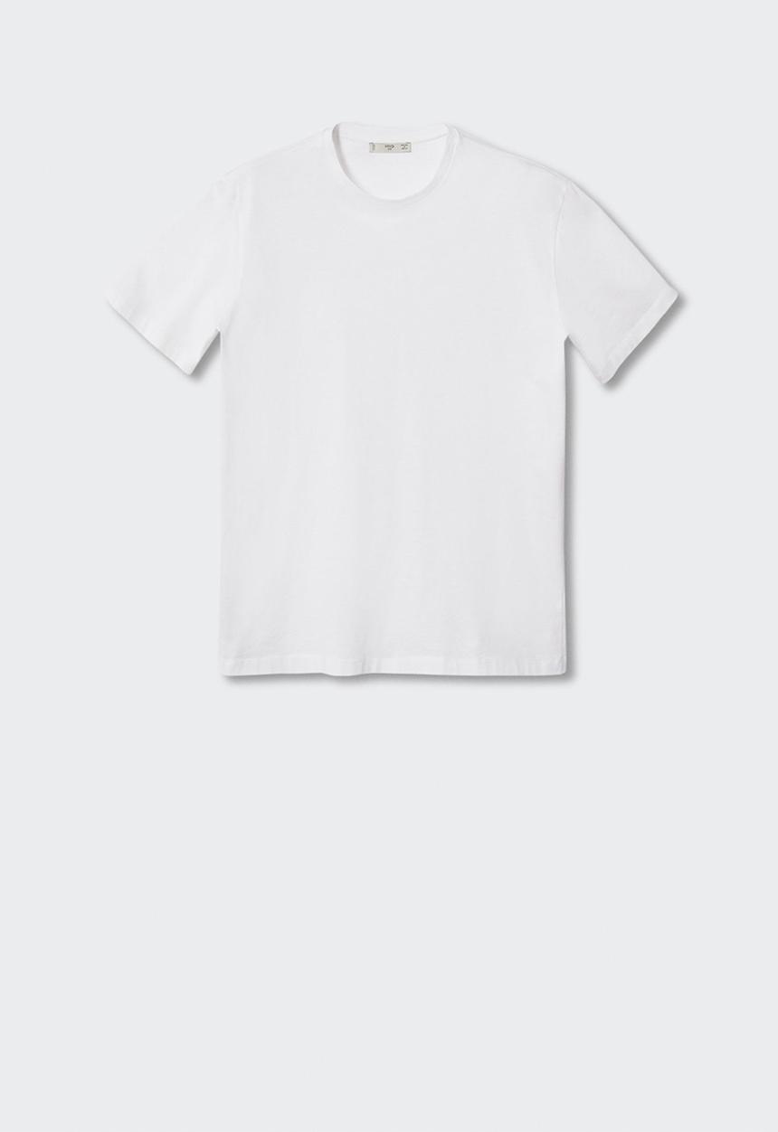 MANGO - Bellow mercerized regular-fit tee - white